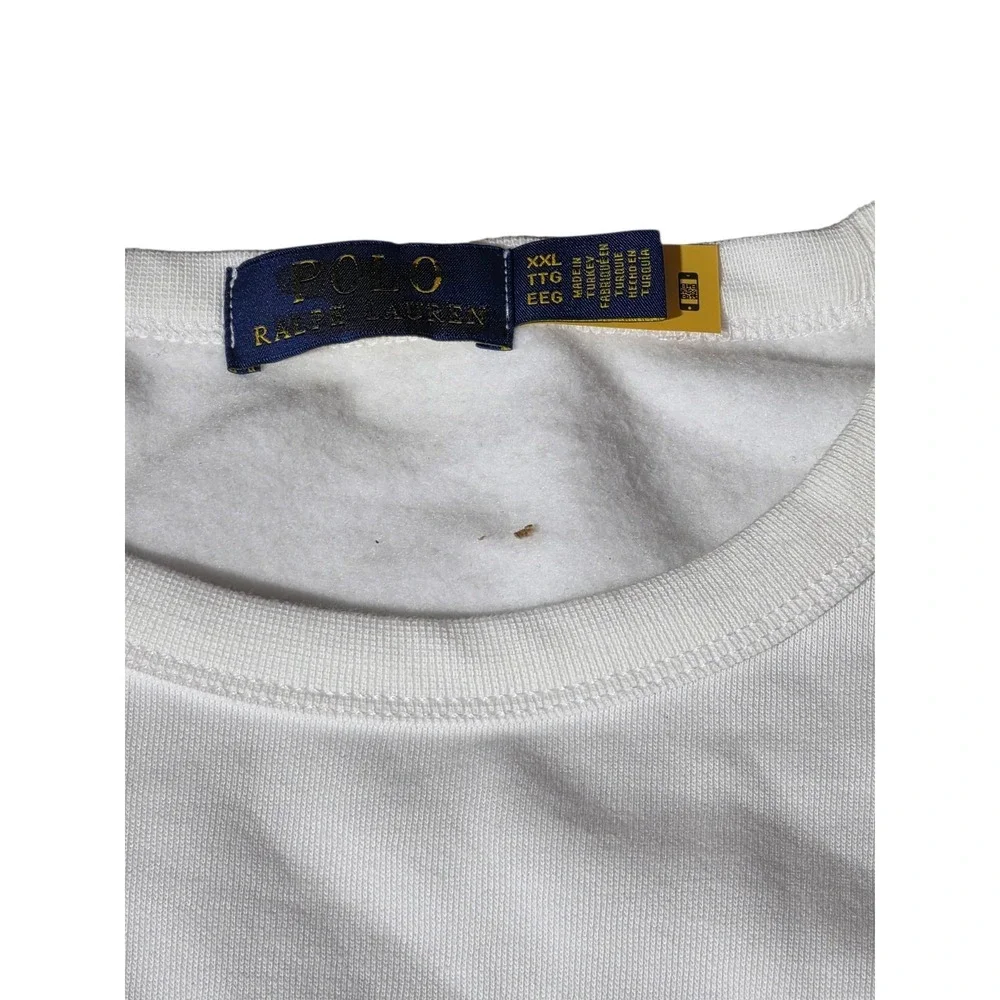 Polo Ralph Lauren Tie Dye Logo Crewneck Sweatshirt‎ Mens XXL White Blue Splatter